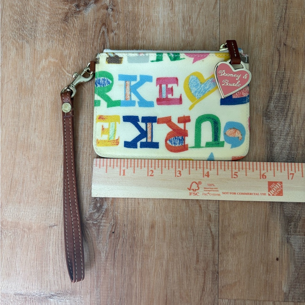 Dooney & Bourke Wristlet | Cream Multicolor Alphabet Wallet with Leather Strap - Picture 8 of 10